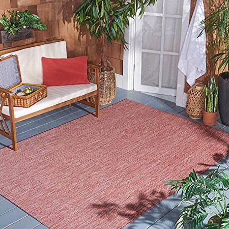 SAFAVIEH Courtyard Collection 9' x 12' Red CY8403 Indoor/ Outdoor Waterproof Easy-Cleaning Patio Backyard Mudroom Area-Rug