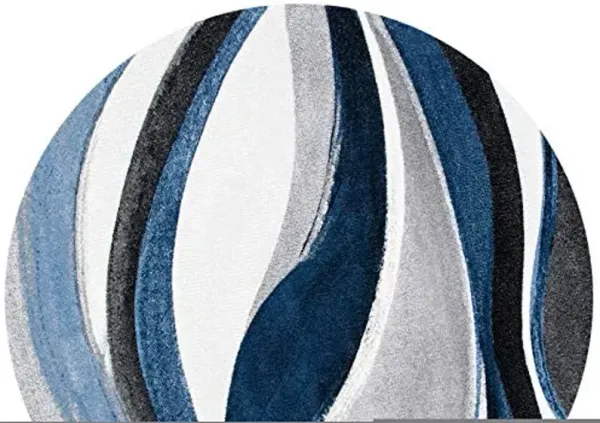 SAFAVIEH Hollywood Collection 6'7" Round Grey/Blue HLW766F Mid-Century Modern Non-Shedding Dining Room Entryway Foyer Living Room Bedroom Area Rug