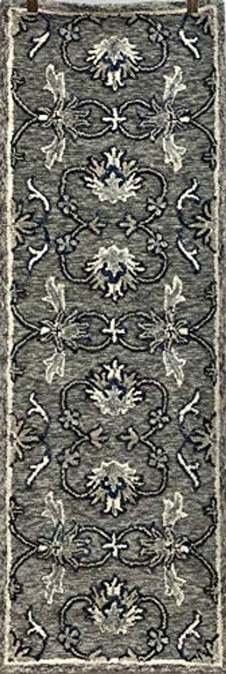 Lr Home Traditional Gray Floral Jacobean Runner
