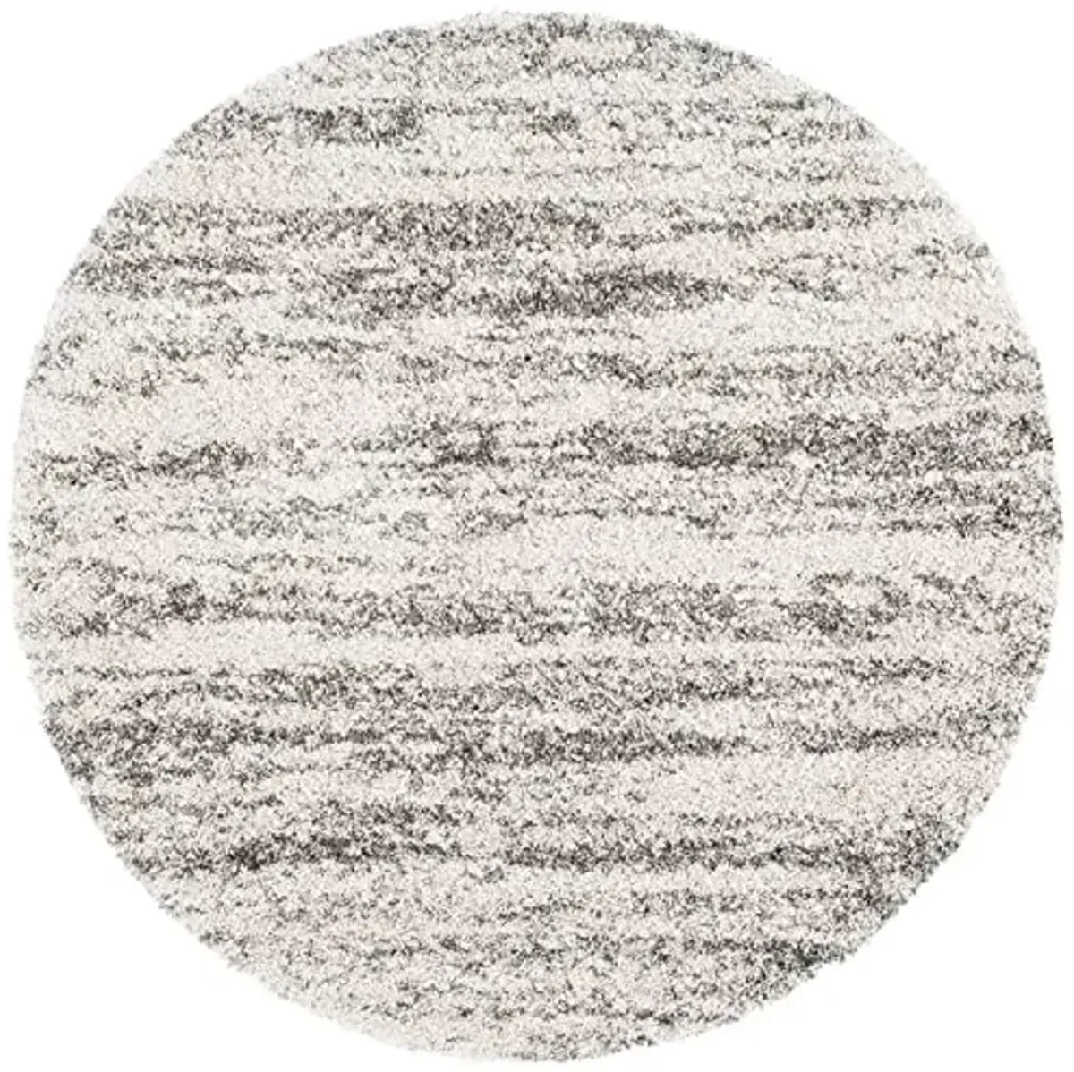 SAFAVIEH Hudson Shag Collection 7' Round Ivory/Grey SGH206A Modern Non-Shedding Living Room Bedroom Dining Room Entryway Plush 2-inch Thick Area Rug