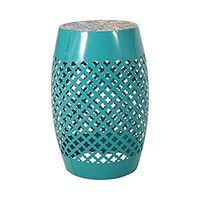 Christopher Knight Home Kenny Outdoor Lace Cut Side Table with Tile Top, Teal