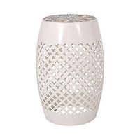 Christopher Knight Home Johnny Outdoor Lace Cut Side Table with Tile Top, White
