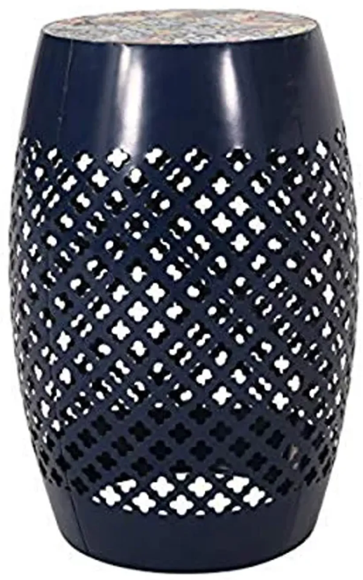 Christopher Knight Home Kevin Outdoor Lace Cut Side Table with Tile Top, Dark Blue