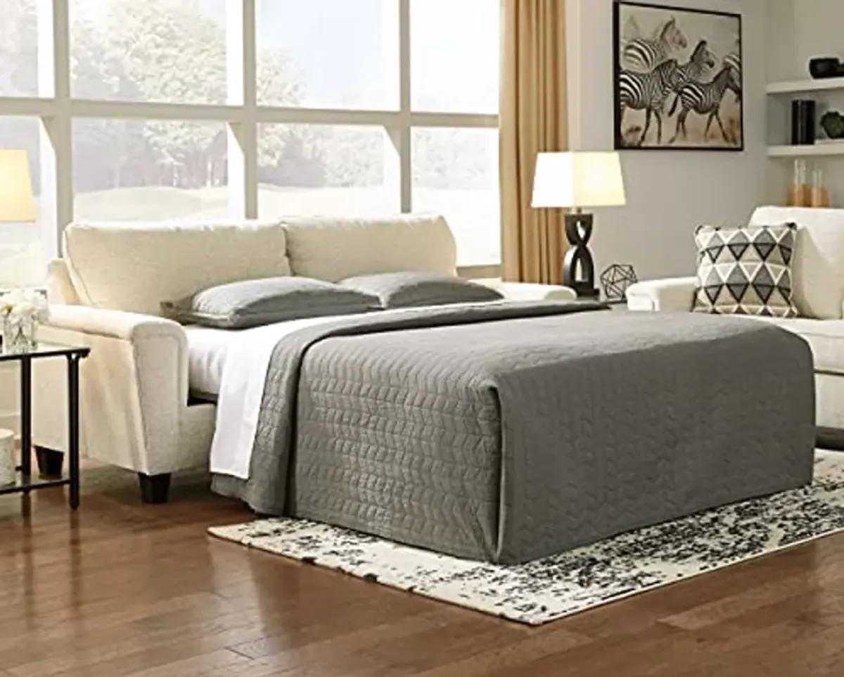 Signature Design by Ashley Abinger Chenille Contemporary Queen Sofa Sleeper with 2 Accent Pillows, Dark Gray