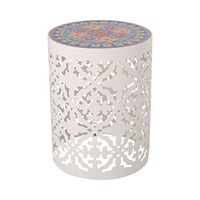 Christopher Knight Home Joshua Outdoor Lace Cut Side Table with Tile Top, White