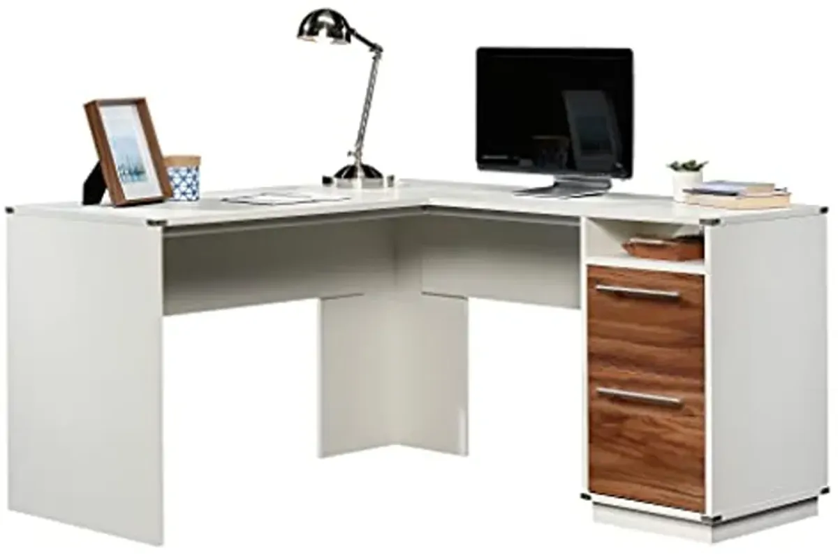 Sauder Vista Key L-Desk Pearl, Pearl Oak Finish