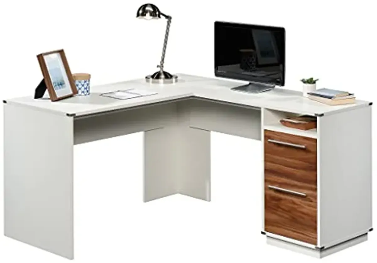 Sauder Vista Key L-Desk Pearl, Pearl Oak Finish