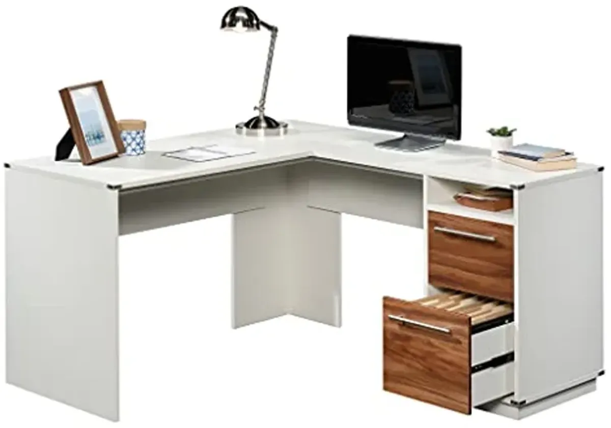 Sauder Vista Key L-Desk Pearl, Pearl Oak Finish