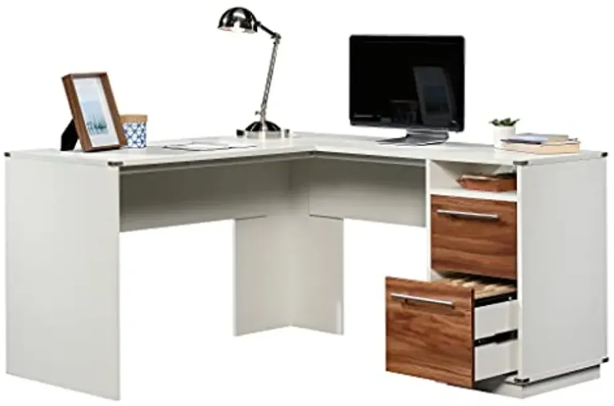 Sauder Vista Key L-Desk Pearl, Pearl Oak Finish