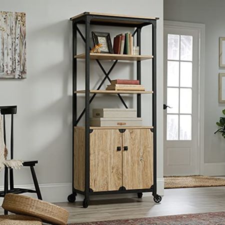 Sauder Steel River Bookcase with Doors, Milled Mesquite Finish