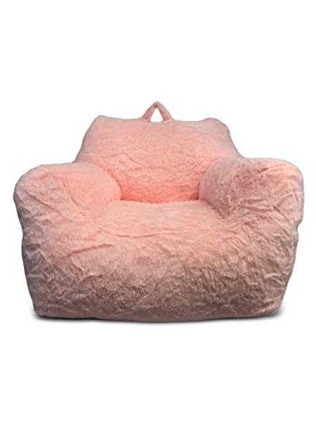Heritage Kids Faux Fur Pink Bean Bag Sofa Chair with Top Handle, Ages 2+, Large