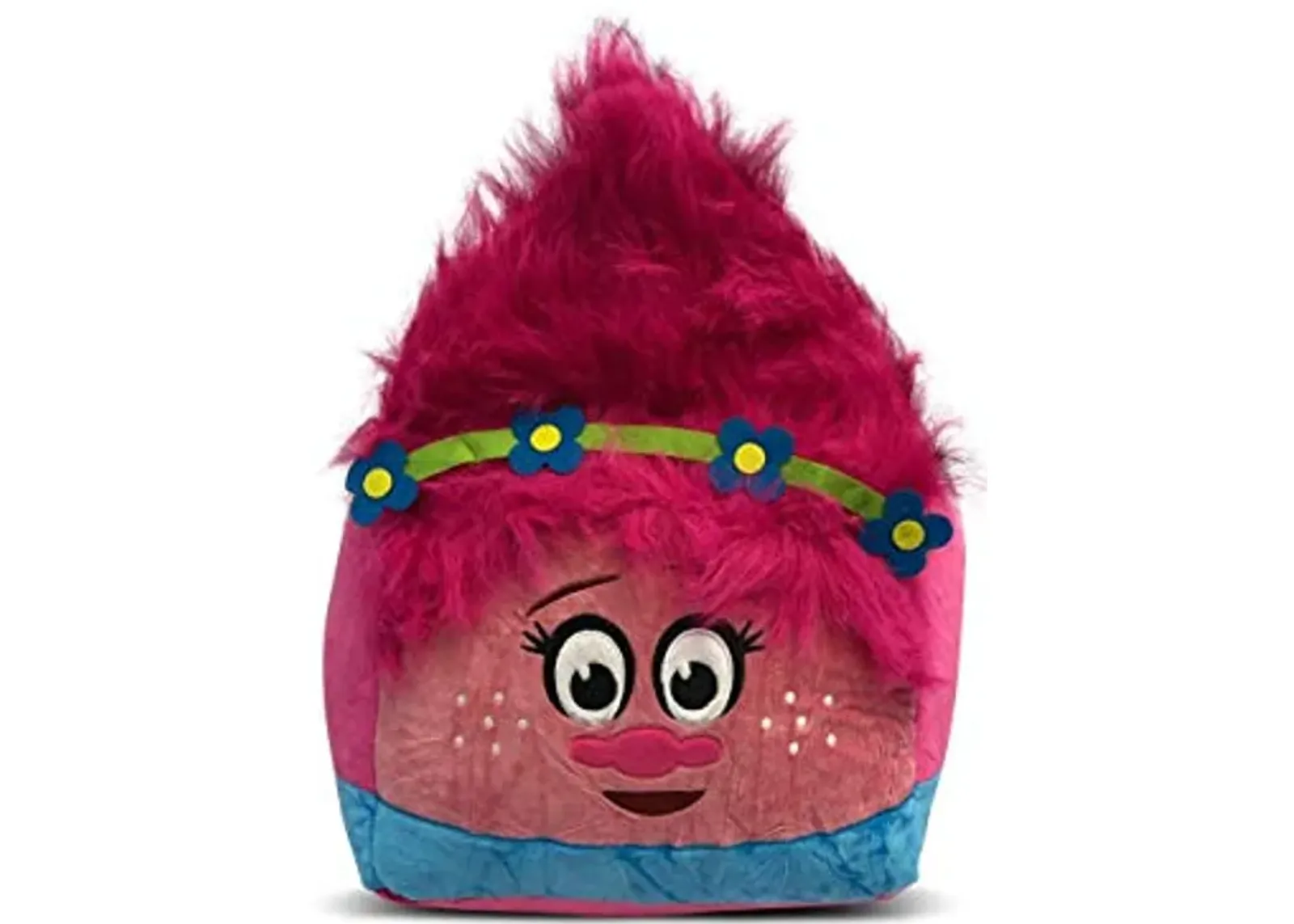 Idea Nuova Trolls Poppy 3D Bean Bag Square Pouf Ottoman, 13"x 13"x13"