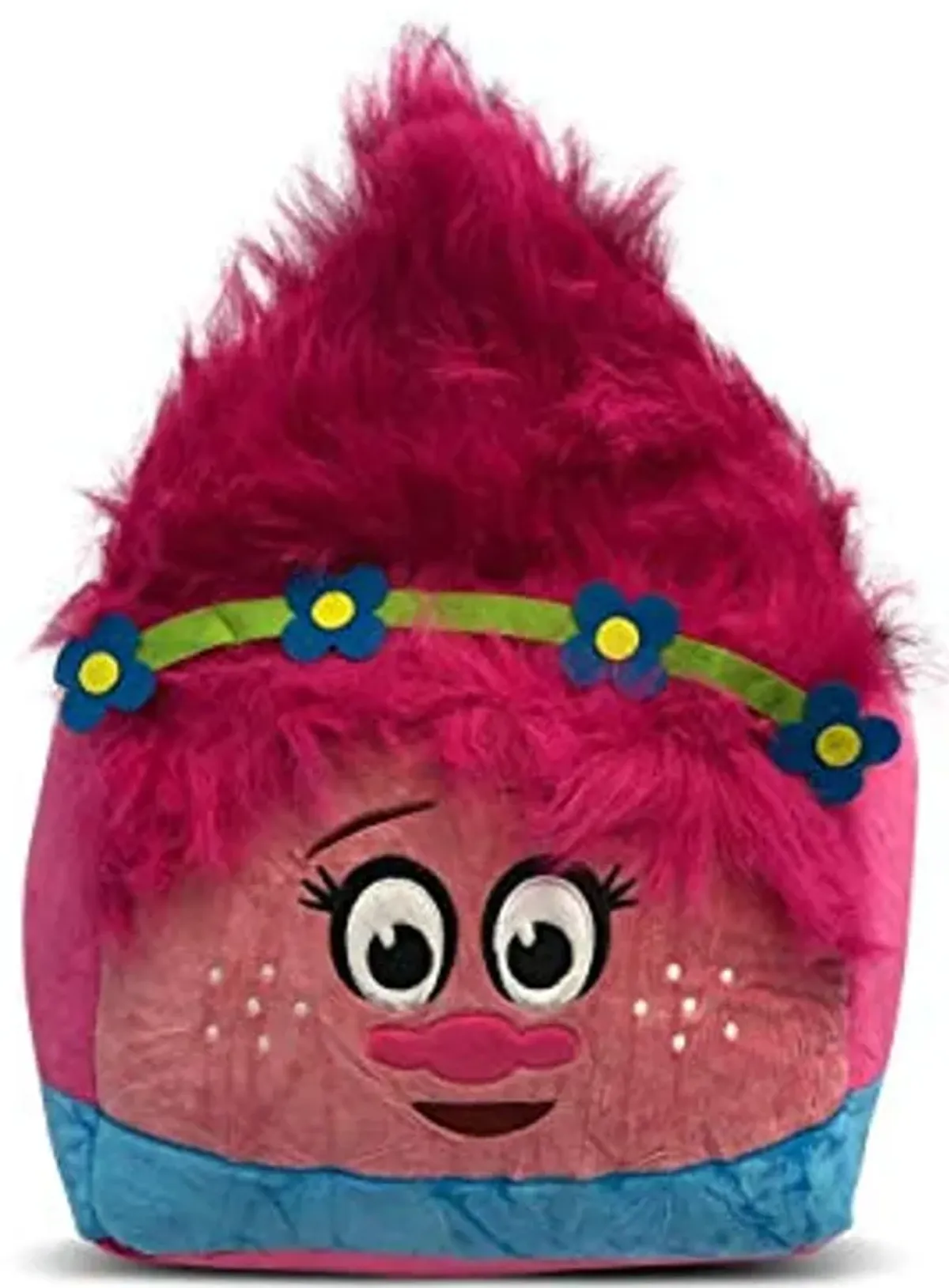 Idea Nuova Trolls Poppy 3D Bean Bag Square Pouf Ottoman, 13"x 13"x13"