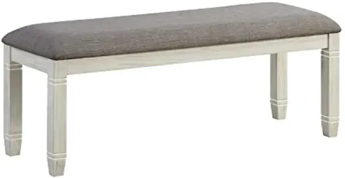 Lexicon Dining Bench with Padded Seat and Wooden Frame, 48" W Entryway Bench, Gray Textured Fabric Upholstered Dining Seat for Kitchen/Living Room, Easy Assembly, Antique White
