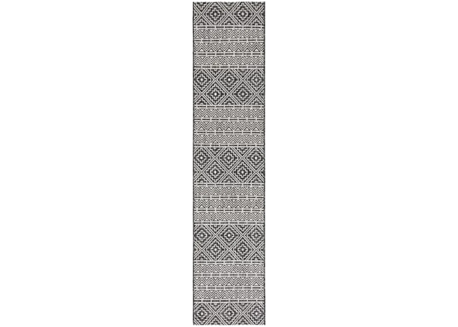 SAFAVIEH Courtyard Collection 2'3" x 10' Black / Grey CY8787 Indoor/-Outdoor-Waterproof Easy-Cleaning Patio Backyard Mudroom Runner-Rug