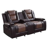 Lexicon Matteo Double Glider Reclining Loveseat, Two-Tone Brown