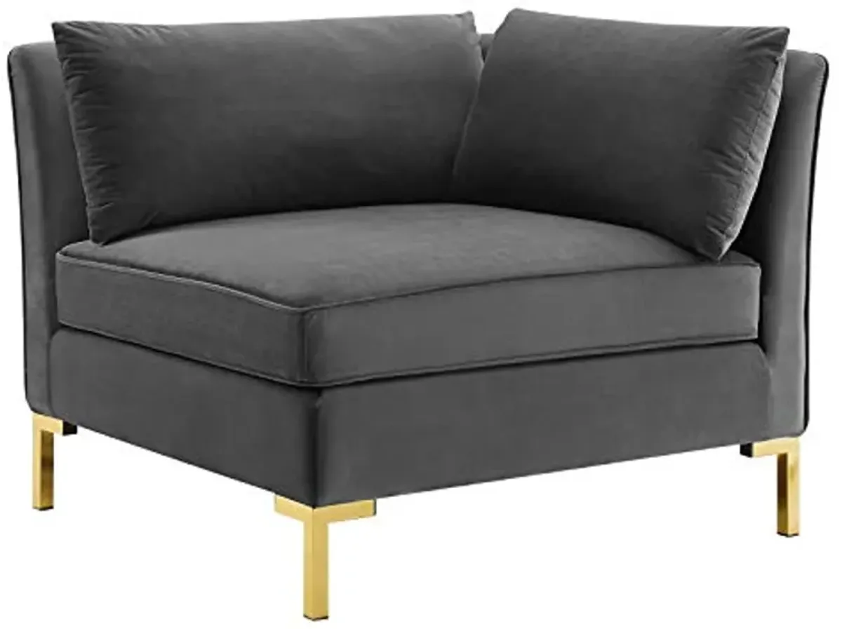 Modway Ardent Performance Velvet Sectional Sofa, 6 Piece w/Double Chaise, Gray