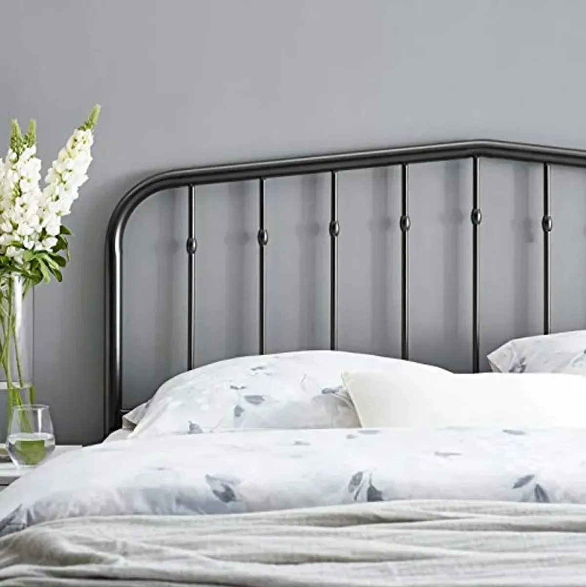 Modway Lennon Modern Farmhouse Metal King Headboard in Black