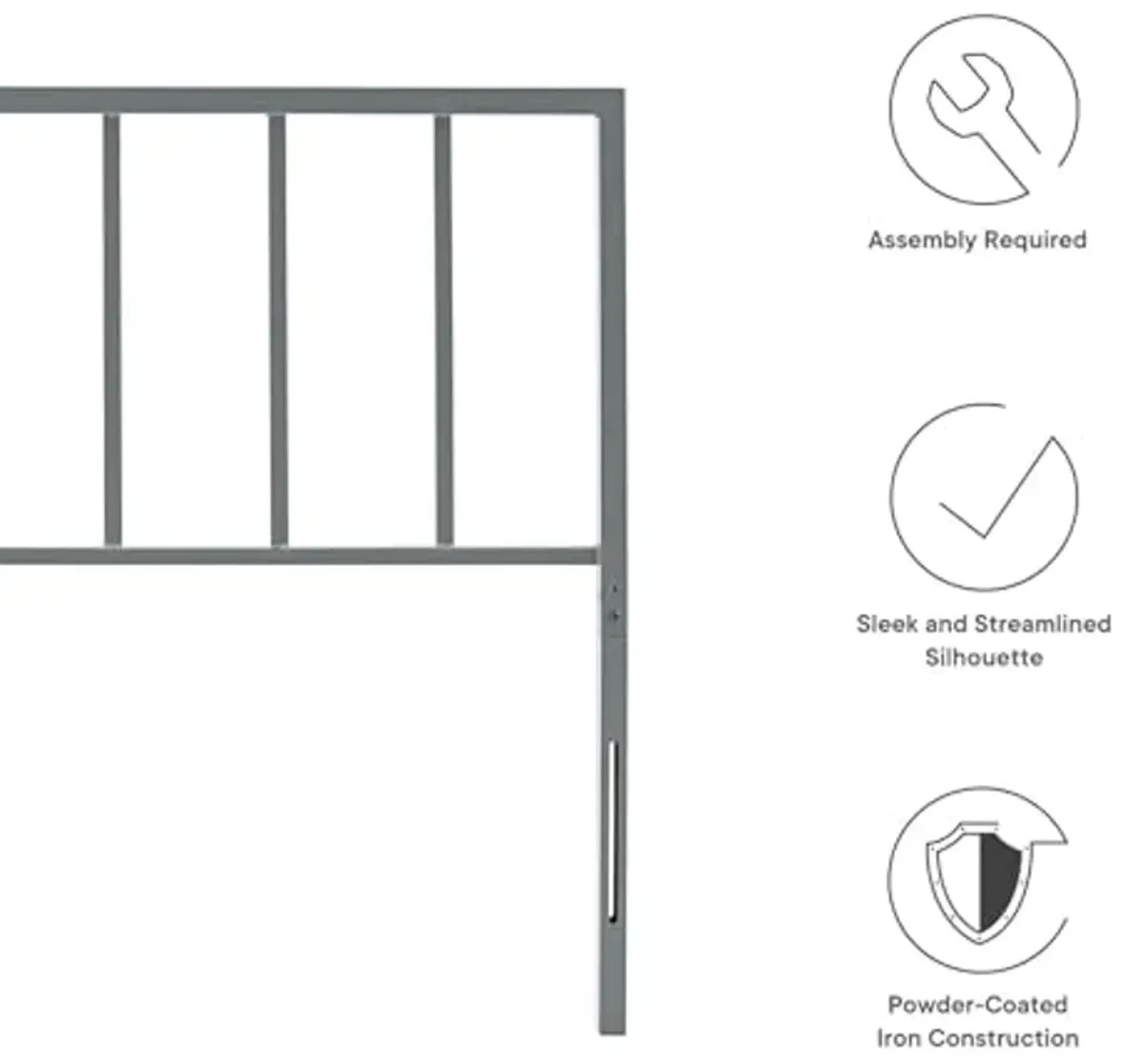 Modway Tatum Modern Farmhouse Metal King Headboard in Gray