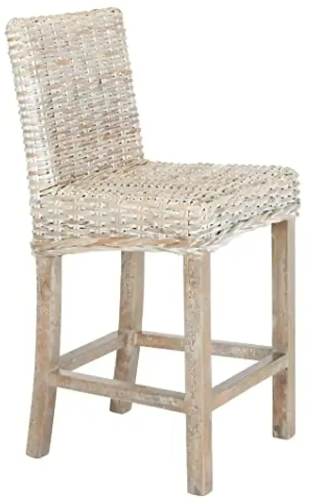 SAFAVIEH Home Tobie Grey White Wash Rattan 24-inch Counter Stool