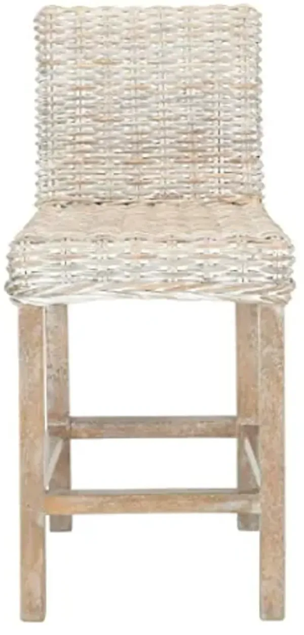 SAFAVIEH Home Tobie Grey White Wash Rattan 24-inch Counter Stool