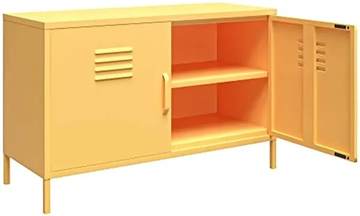 Novogratz Cache 2 Door Metal Locker Accent, Yellow Cabinet