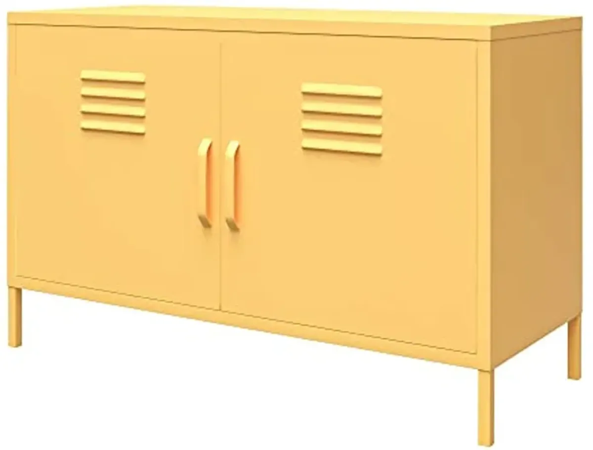 Novogratz Cache 2 Door Metal Locker Accent, Yellow Cabinet