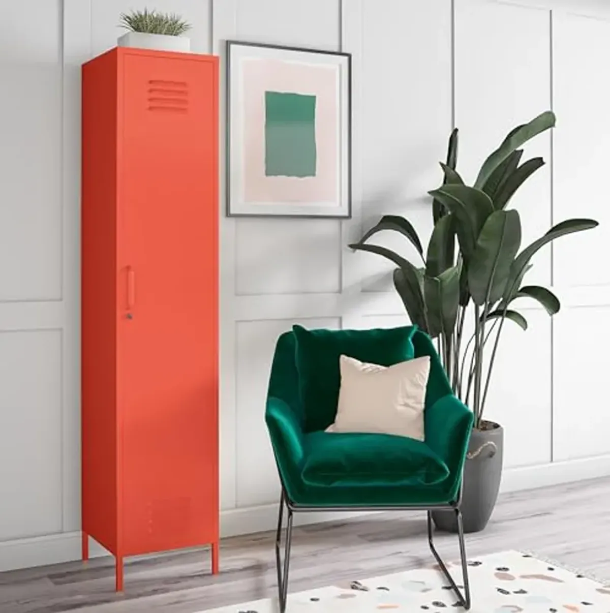 Novogratz Cache Single Metal Locker Storage, Orange Cabinet