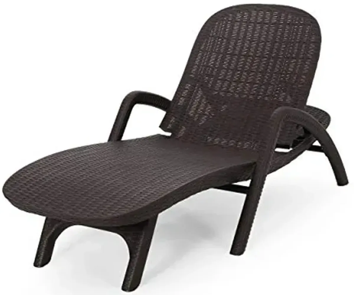 Christopher Knight Home Blanche Outdoor Faux Wicker Chaise Lounge, Dark Brown