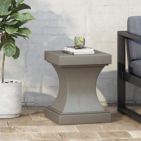 Christopher Knight Home Allison Outdoor Modern Lightweight Concrete Side Table, Light Gray