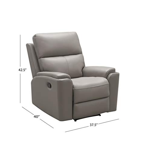 Abbyson Living Top Grain Leather Recliner, Grey