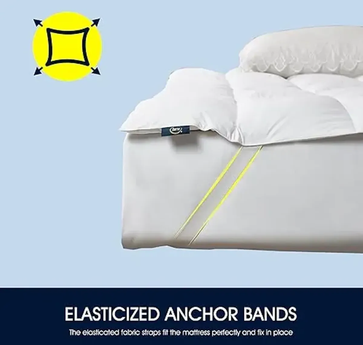 Serta White Goose Feather Down Bed Mattress Topper Full Size - Plush Fluffy Anchor Bands Mattress Pad 240 Thread Count 100% Cotton Fabric Featherbed, 54"x75"