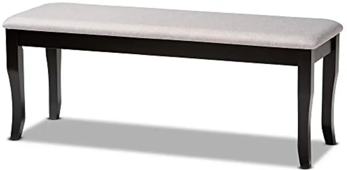 Baxton Studio Cornelie Modern and Contemporary Transitional Grey Fabric Upholstered and Dark Brown Finished Wood Dining Bench