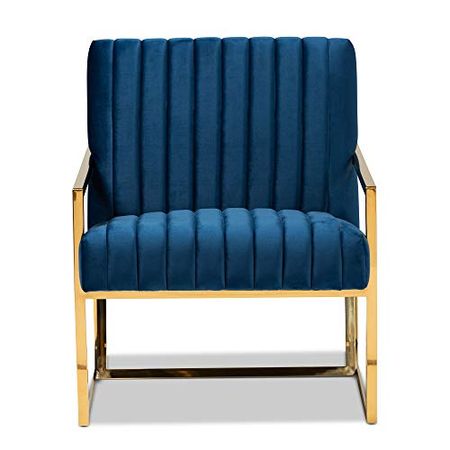 Baxton Studio Chairs, Wood, Royal Blue/Gold
