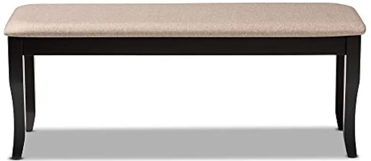 Baxton Studio Cornelie Modern and Contemporary Transitional Sand Fabric Upholstered and Dark Brown Finished Wood Dining Bench