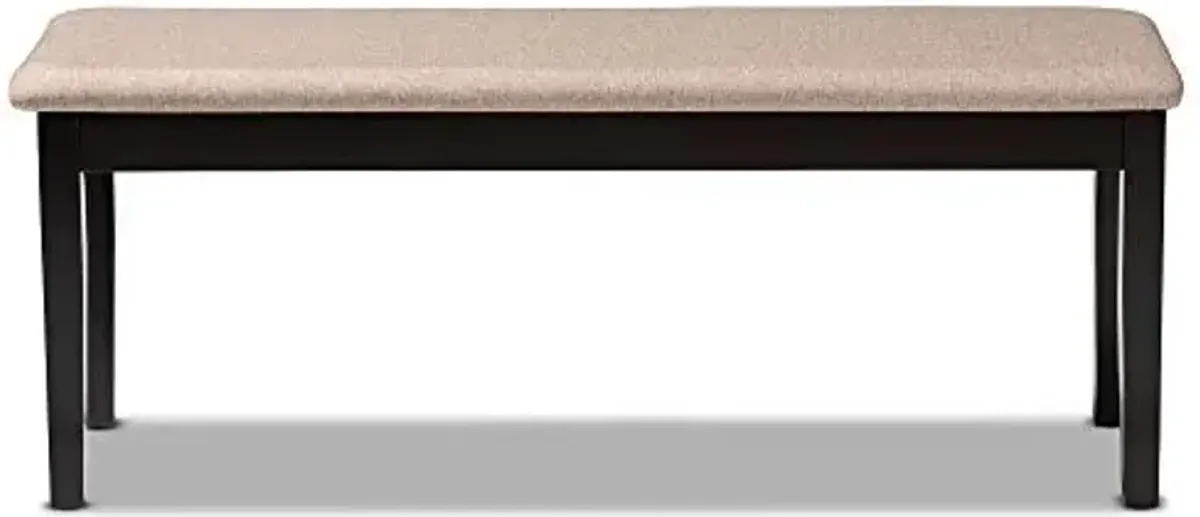 Baxton Studio Teresa Modern and Contemporary Transitional Sand Fabric Upholstered and Dark Brown Finished Wood Dining Bench