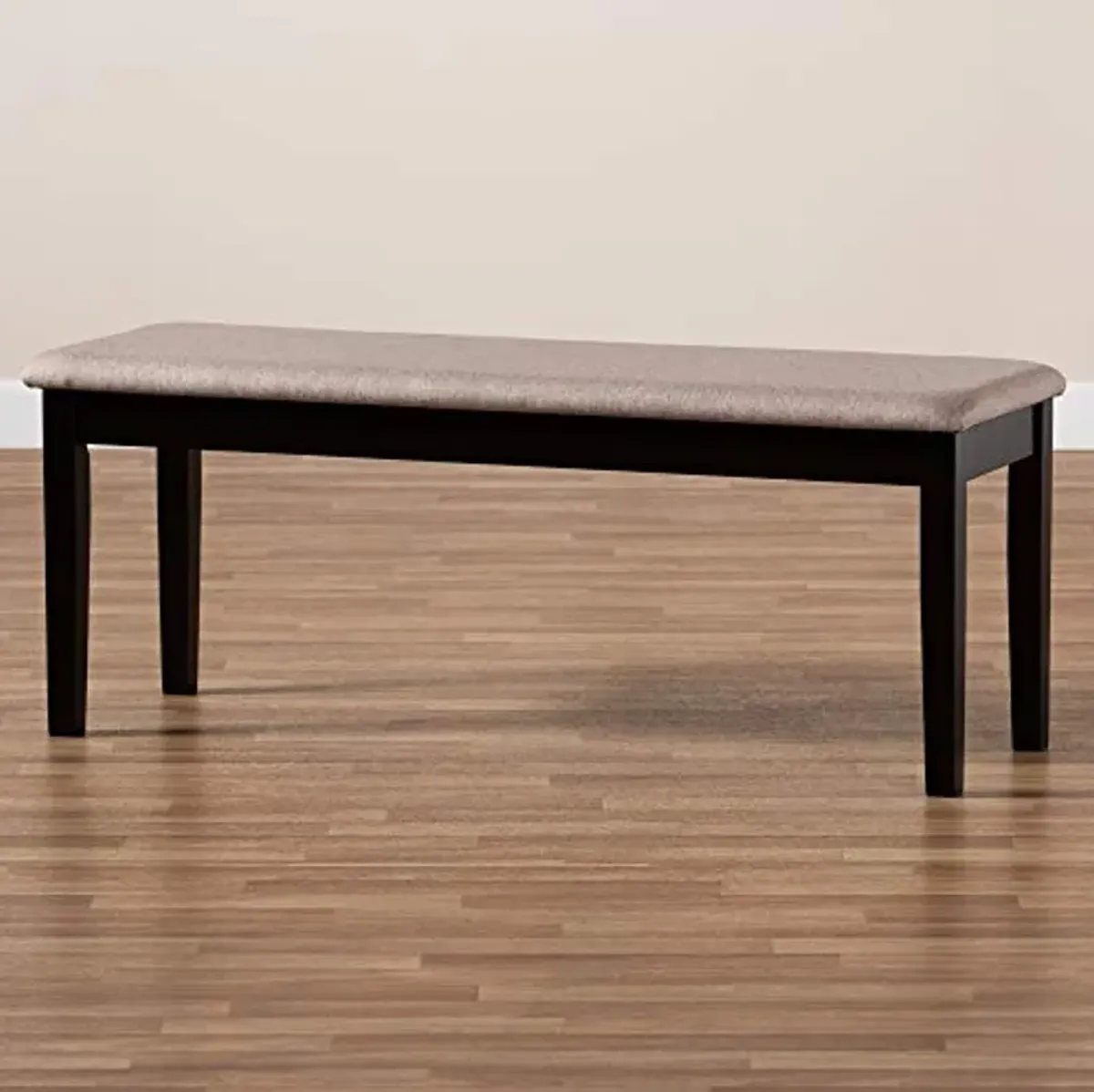 Baxton Studio Teresa Modern and Contemporary Transitional Sand Fabric Upholstered and Dark Brown Finished Wood Dining Bench