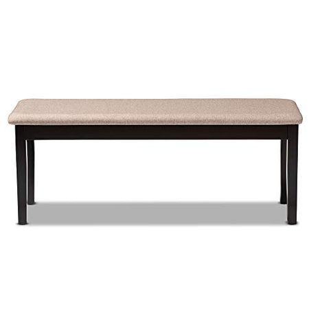 Baxton Studio Teresa Modern and Contemporary Transitional Sand Fabric Upholstered and Dark Brown Finished Wood Dining Bench