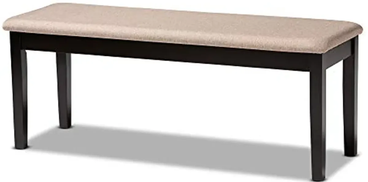 Baxton Studio Teresa Modern and Contemporary Transitional Sand Fabric Upholstered and Dark Brown Finished Wood Dining Bench