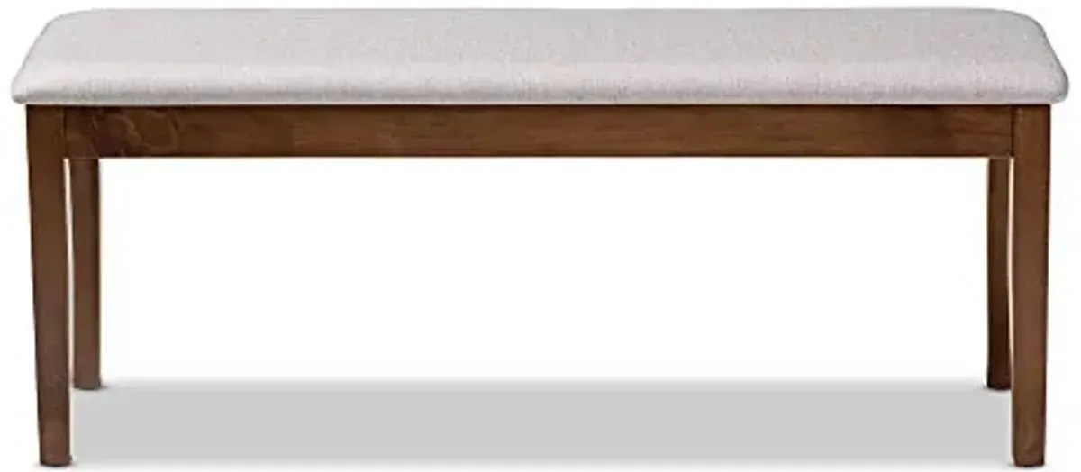 Baxton Studio Teresa Modern and Contemporary Transitional Grey Fabric Upholstered and Walnut Brown Finished Wood Dining Bench