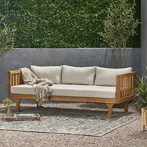Christopher Knight Home Tina Outdoor 3 Seater Acacia Wood Daybed, Teak
