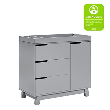 Babyletto Hudson 3-Drawer Changer Dresser with Removable Changing Tray in Grey, Greenguard Gold Certified
