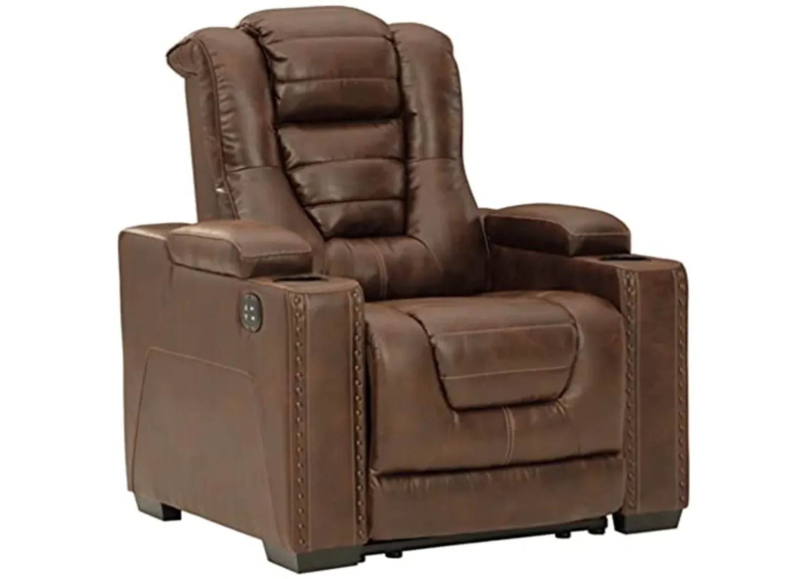 Signature Design by Ashley Owner's Box Faux Leather Power Recliner with Adjustable Headrest, Brown