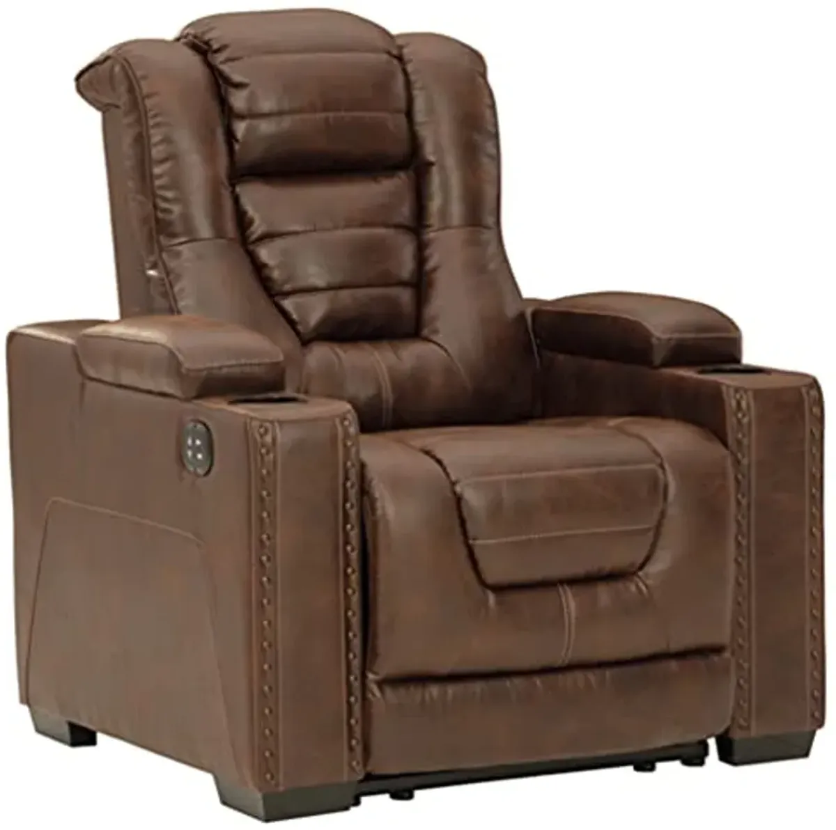 Signature Design by Ashley Owner's Box Faux Leather Power Recliner with Adjustable Headrest, Brown