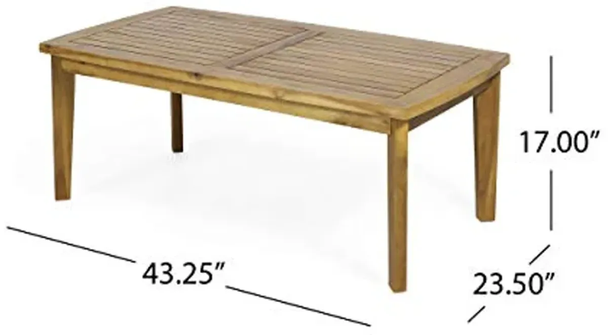 Christopher Knight Home Helena Outdoor Wooden Chat Set with Rectangular Coffee Table, White and Teak Finish