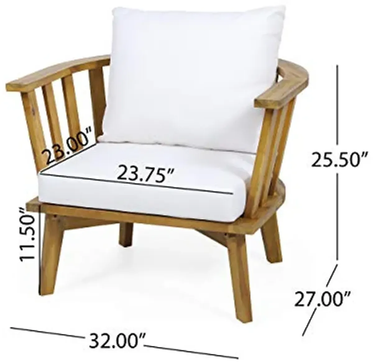 Christopher Knight Home Helena Outdoor Wooden Chat Set with Rectangular Coffee Table, White and Teak Finish