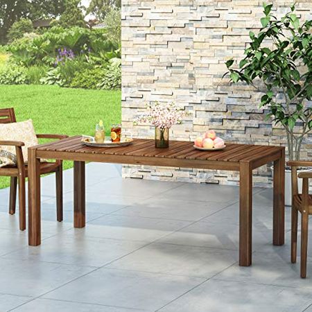 Christopher Knight Home Gladys Outdoor Rustic Acacia Wood Dining Table, Dark Brown
