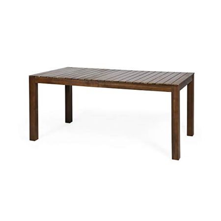 Christopher Knight Home Gladys Outdoor Rustic Acacia Wood Dining Table, Dark Brown