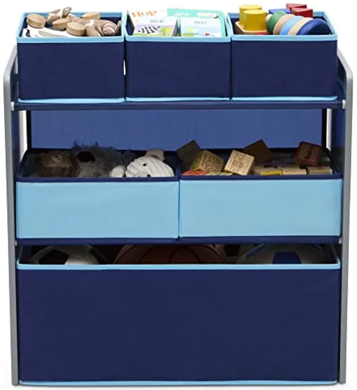 Delta Children Design and Store 6 Bin Toy Organizer, Grey/Blue