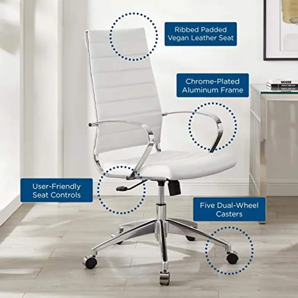 Modway EEI-4135-WHI Jive Highback Office Chair, White